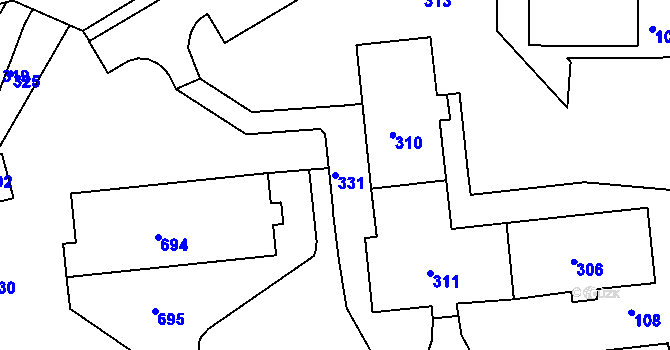 Parcela st. 331 v KÚ Břidličná, Katastrální mapa