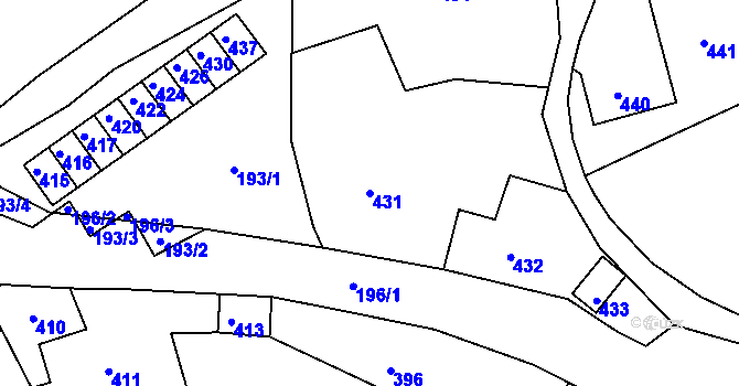 Parcela st. 431 v KÚ Břidličná, Katastrální mapa