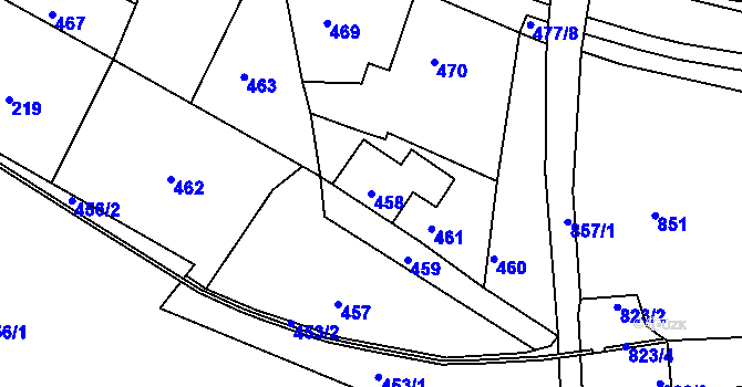 Parcela st. 458 v KÚ Břidličná, Katastrální mapa