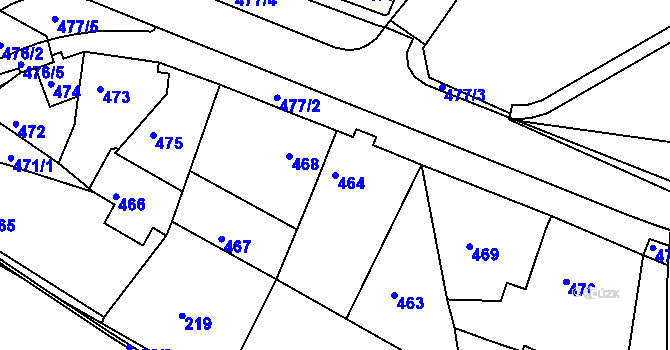 Parcela st. 464 v KÚ Břidličná, Katastrální mapa