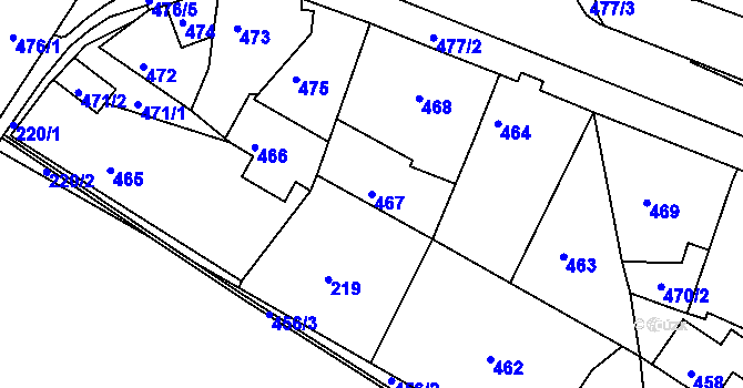 Parcela st. 467 v KÚ Břidličná, Katastrální mapa