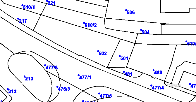 Parcela st. 502 v KÚ Břidličná, Katastrální mapa