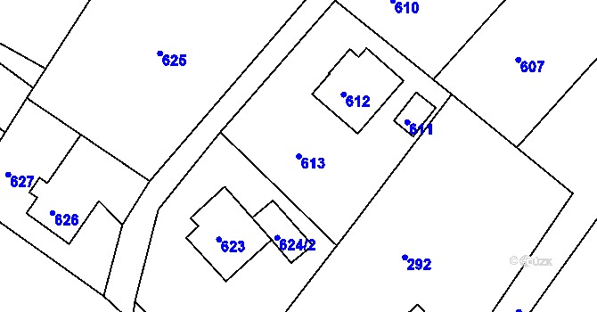 Parcela st. 613 v KÚ Břidličná, Katastrální mapa