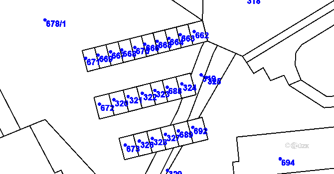 Parcela st. 688 v KÚ Břidličná, Katastrální mapa