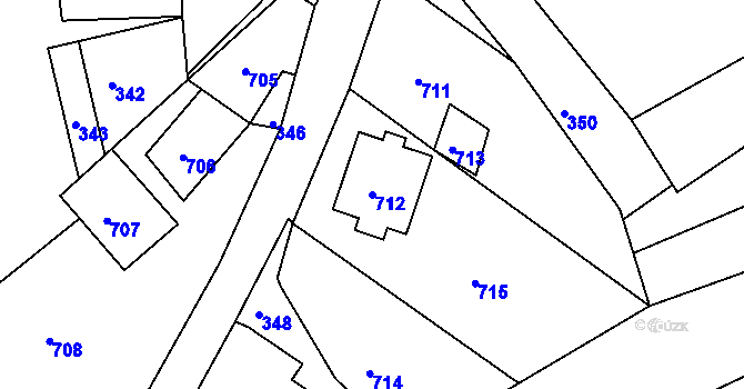 Parcela st. 712 v KÚ Břidličná, Katastrální mapa