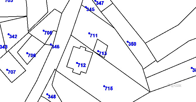 Parcela st. 713 v KÚ Břidličná, Katastrální mapa