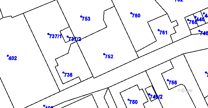 Parcela st. 752 v KÚ Břidličná, Katastrální mapa