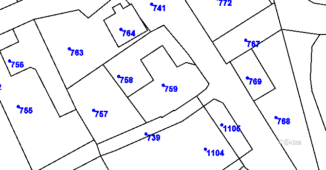 Parcela st. 759 v KÚ Břidličná, Katastrální mapa