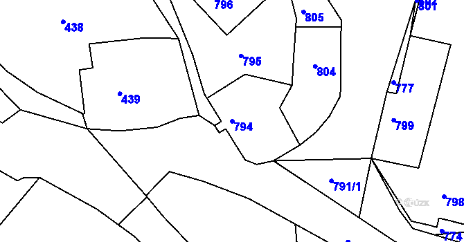 Parcela st. 794 v KÚ Břidličná, Katastrální mapa