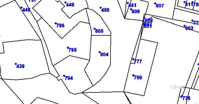 Parcela st. 804 v KÚ Břidličná, Katastrální mapa