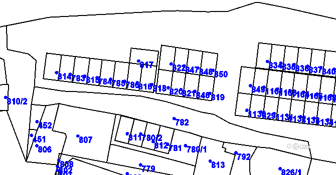 Parcela st. 820 v KÚ Břidličná, Katastrální mapa