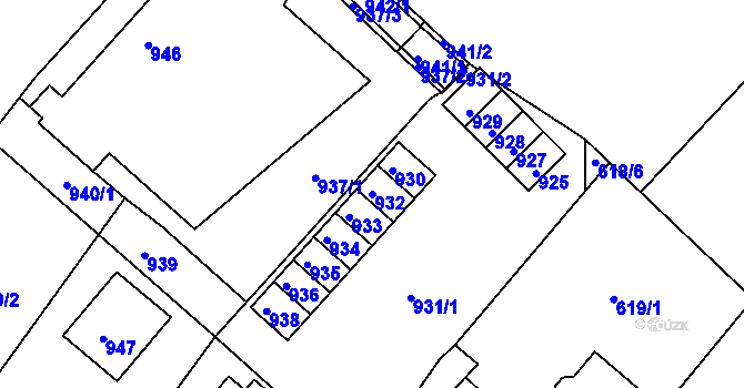 Parcela st. 932 v KÚ Břidličná, Katastrální mapa