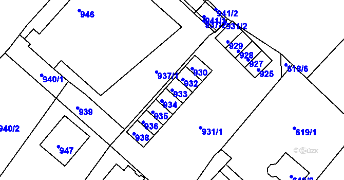 Parcela st. 933 v KÚ Břidličná, Katastrální mapa