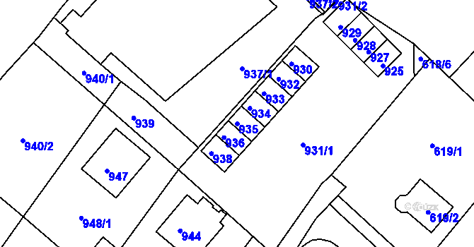 Parcela st. 935 v KÚ Břidličná, Katastrální mapa