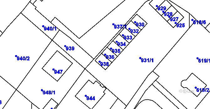 Parcela st. 936 v KÚ Břidličná, Katastrální mapa