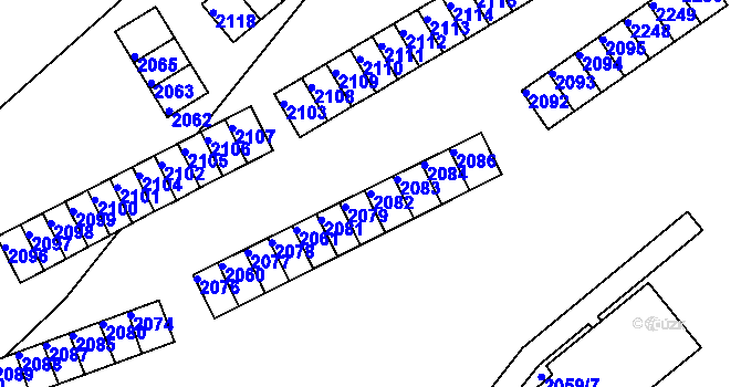 Parcela st. 2082 v KÚ Břidličná, Katastrální mapa