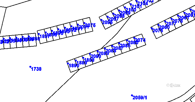 Parcela st. 2089 v KÚ Břidličná, Katastrální mapa