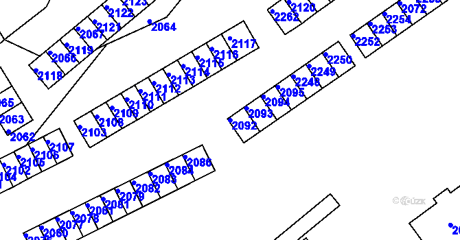 Parcela st. 2092 v KÚ Břidličná, Katastrální mapa