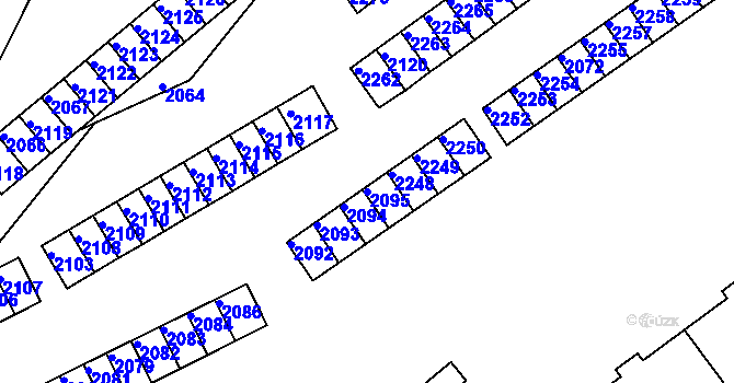 Parcela st. 2095 v KÚ Břidličná, Katastrální mapa
