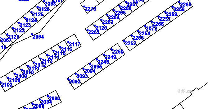 Parcela st. 2249 v KÚ Břidličná, Katastrální mapa