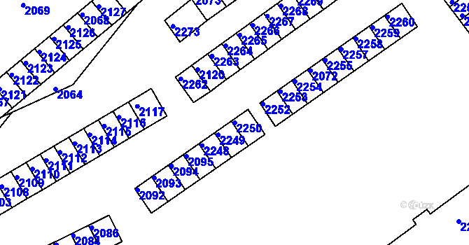 Parcela st. 2250 v KÚ Břidličná, Katastrální mapa