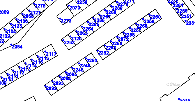 Parcela st. 2252 v KÚ Břidličná, Katastrální mapa