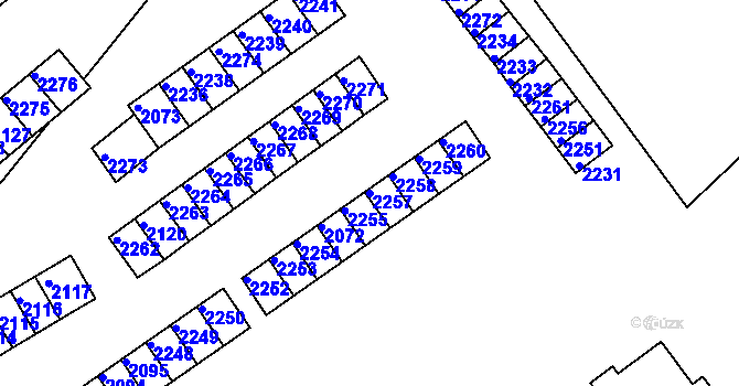 Parcela st. 2257 v KÚ Břidličná, Katastrální mapa