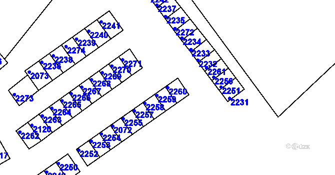 Parcela st. 2260 v KÚ Břidličná, Katastrální mapa