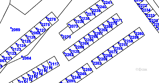 Parcela st. 2264 v KÚ Břidličná, Katastrální mapa