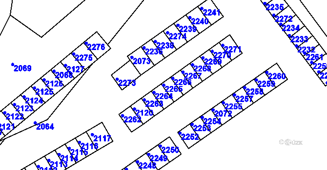 Parcela st. 2265 v KÚ Břidličná, Katastrální mapa