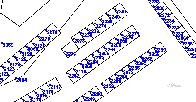 Parcela st. 2266 v KÚ Břidličná, Katastrální mapa