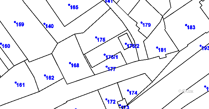 Parcela st. 176/1 v KÚ Břidličná, Katastrální mapa