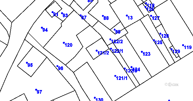 Parcela st. 121/2 v KÚ Břidličná, Katastrální mapa