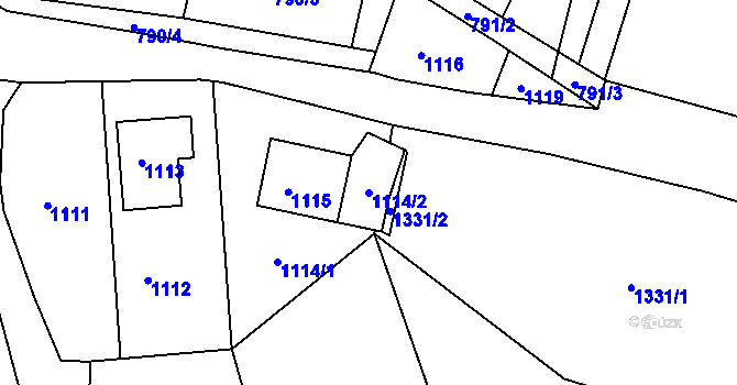 Parcela st. 1114/2 v KÚ Břidličná, Katastrální mapa
