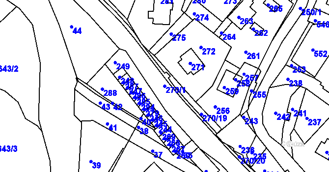 Parcela st. 270/1 v KÚ Břidličná, Katastrální mapa