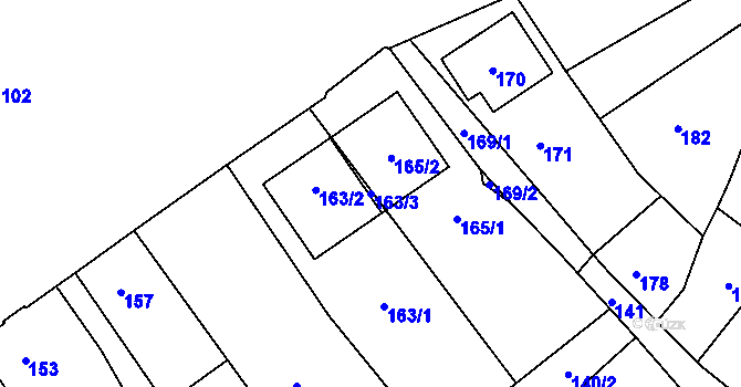 Parcela st. 163/3 v KÚ Břidličná, Katastrální mapa