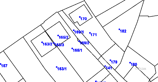 Parcela st. 169/2 v KÚ Břidličná, Katastrální mapa
