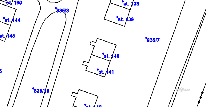 Parcela st. 140 v KÚ Vajglov, Katastrální mapa