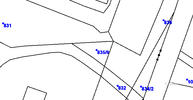 Parcela st. 835/9 v KÚ Vajglov, Katastrální mapa