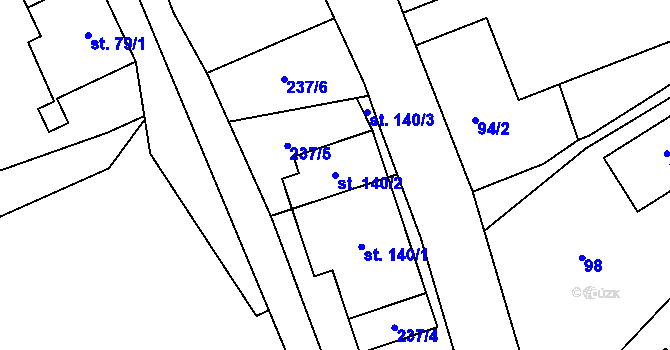Parcela st. 140/2 v KÚ Velká Štáhle, Katastrální mapa
