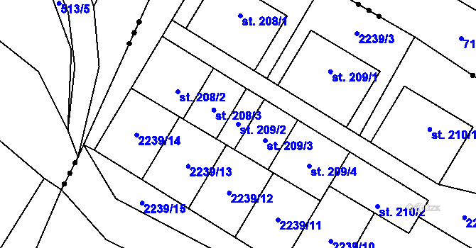 Parcela st. 209/2 v KÚ Velká Štáhle, Katastrální mapa