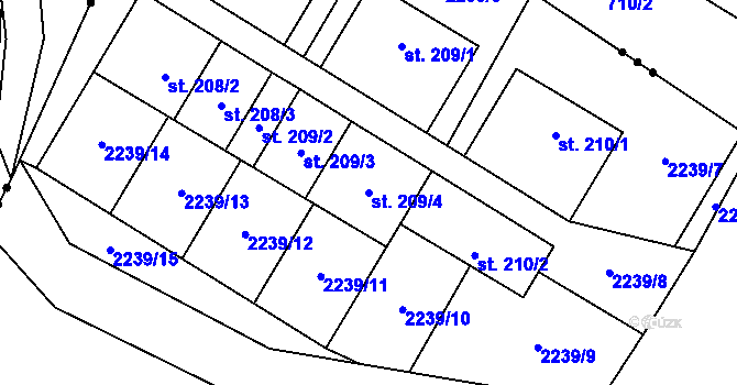 Parcela st. 209/4 v KÚ Velká Štáhle, Katastrální mapa