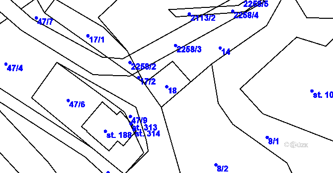 Parcela st. 18 v KÚ Velká Štáhle, Katastrální mapa