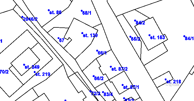 Parcela st. 66/1 v KÚ Velká Štáhle, Katastrální mapa