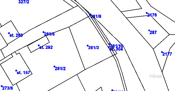 Parcela st. 281/3 v KÚ Velká Štáhle, Katastrální mapa