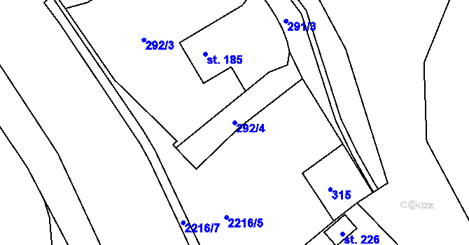 Parcela st. 292/4 v KÚ Velká Štáhle, Katastrální mapa
