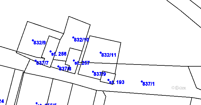 Parcela st. 832/11 v KÚ Velká Štáhle, Katastrální mapa