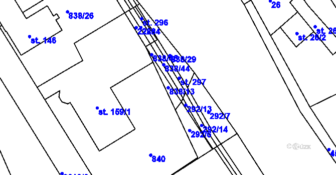 Parcela st. 838/13 v KÚ Velká Štáhle, Katastrální mapa