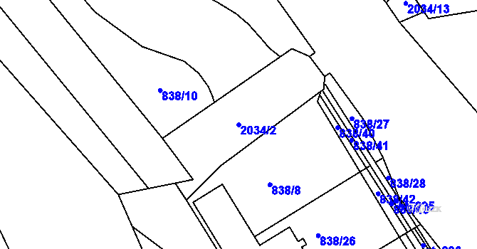 Parcela st. 2034/2 v KÚ Velká Štáhle, Katastrální mapa