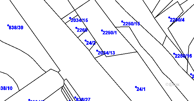 Parcela st. 2034/13 v KÚ Velká Štáhle, Katastrální mapa